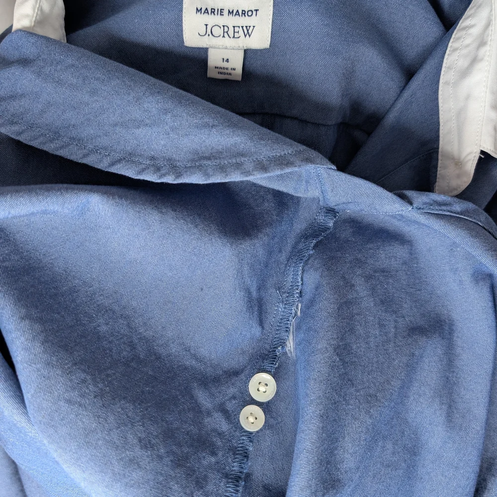 J. Crew Marie Marot Women's Blue Blouse with White Collar - Picture 10 of 10